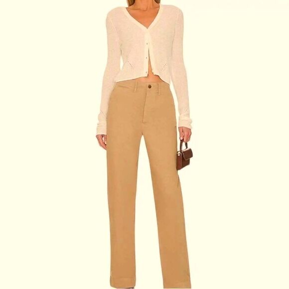 ReDone Pants womens size 31 washed khaki Y2K 90s wide leg cotton High rise New - Picture 1 of 13